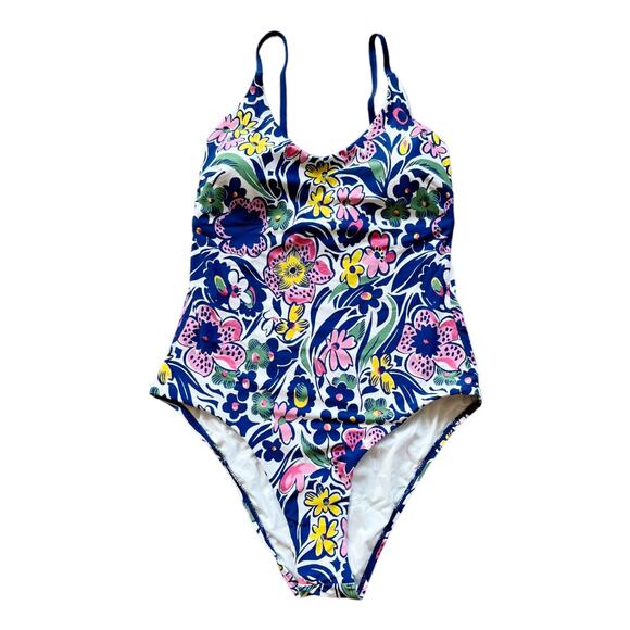 ROBERTA ROLLER RABBIT One Piece Chachas Scoop Multi Swimsuit Floral White Blue - Picture 2 of 8
